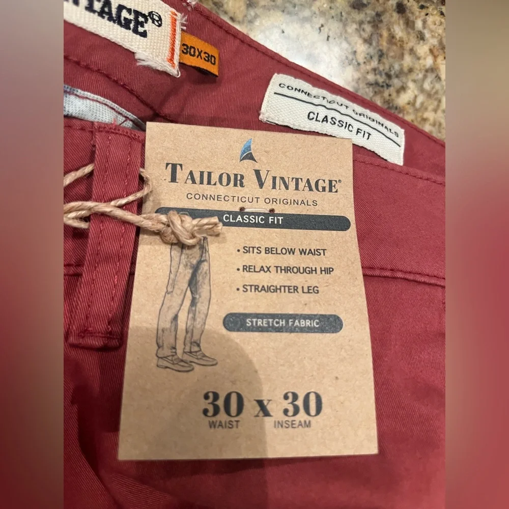 NWT Tailor Vintage Men’s Classic Fit Chino Pants